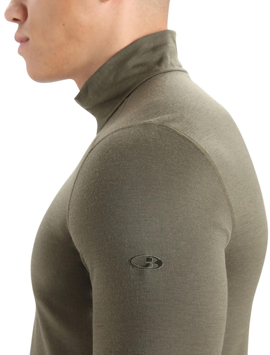 Men's Icebreaker Merino 200 Oasis Long Sleeve Half Zip Thermal Top Base Layers Loden | CA 1589DFMN